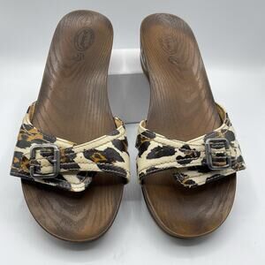 Dr Scholls Advanced Comfort Series Sandals Women's 10 Leopard Cheetah Faux Wood